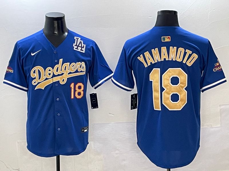 Men Los Angeles Dodgers #18 Yamamoto Blue Gold Game Nike 2025 MLB Jersey style 5->chicago cubs->MLB Jersey